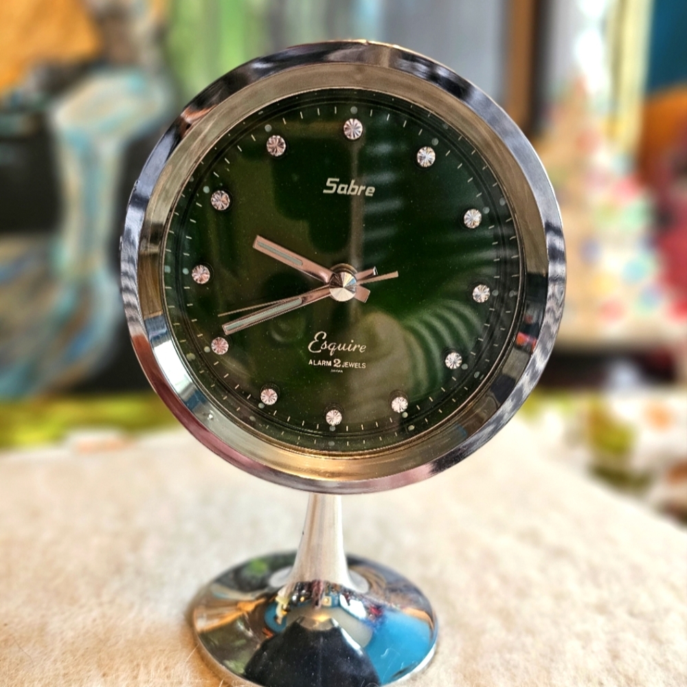 Space Age Pedestal Clock Sabre Made in Japan